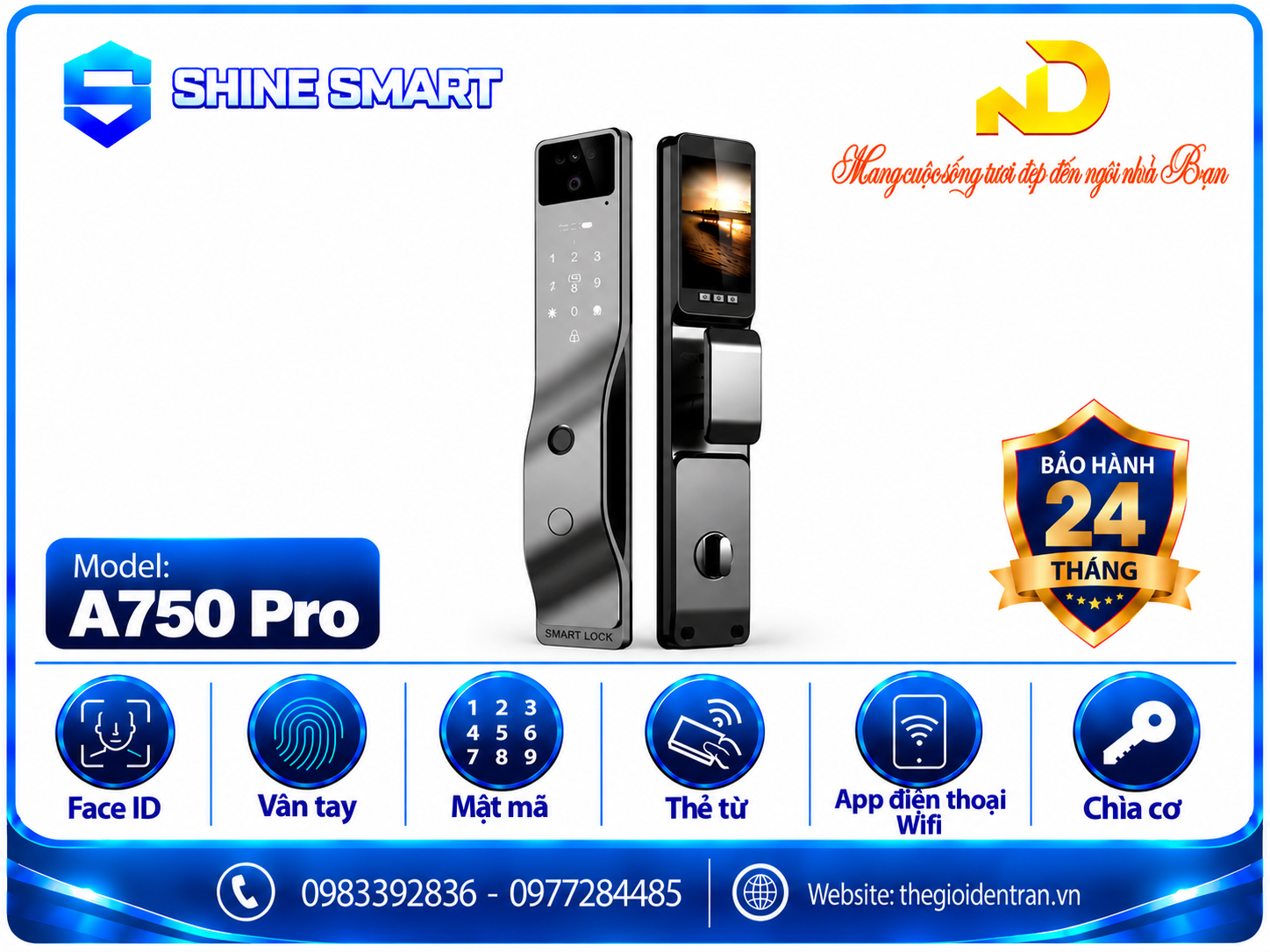 Khóa cửa thông minh Shinesmart A750 Pro